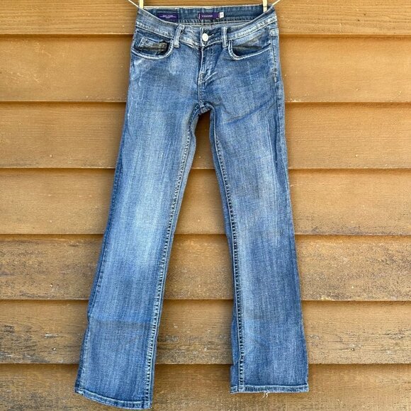 Vigoss Boot Cut Medium Boot Cut Blue Button Pocket Jeans - Picture 1 of 10